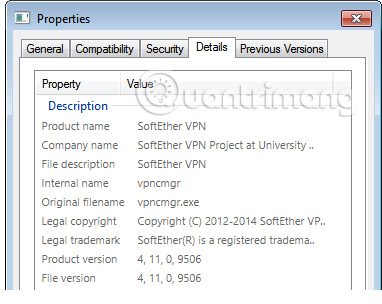 Các thuộc tính file khi được Windows Explorer hiển thị
