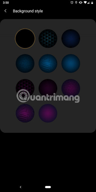 Vào Display > Background Style