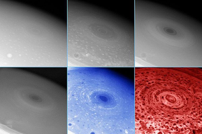 Xoáy tròn ở cực Nam của sao Thổ. (Ảnh: NASA).