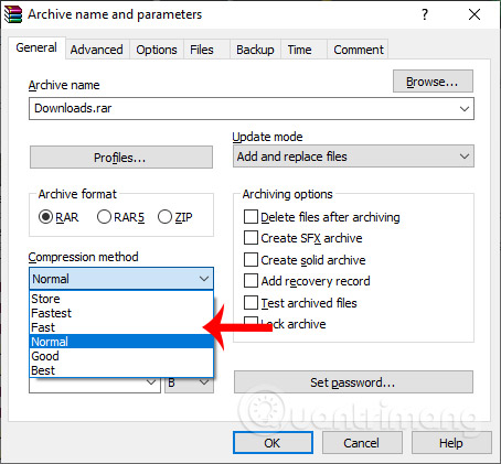 Chọn lựa cách nén file