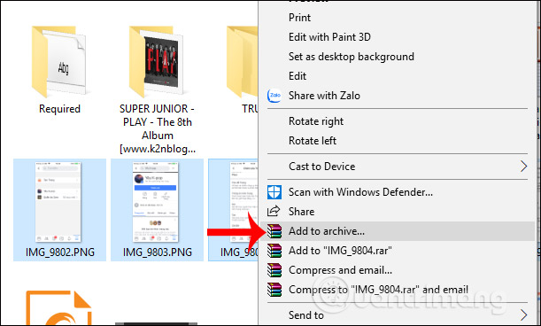Nén nhiều file cùng lúc