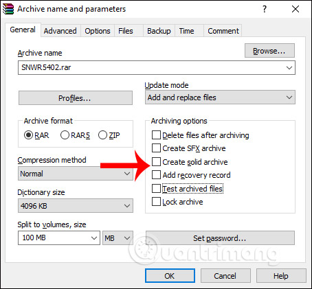 Tùy chỉnh file sau khi nén