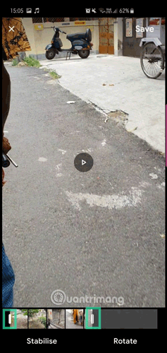 Điều chỉnh các thanh trượt ở đầu và cuối khung hình video