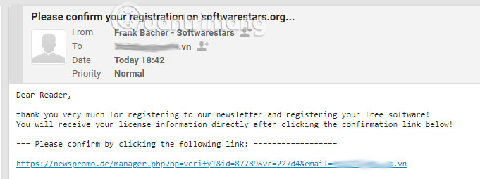 Đăng ký và xác nhận tài khoản thông qua liên kết gửi về từ Softwarestars