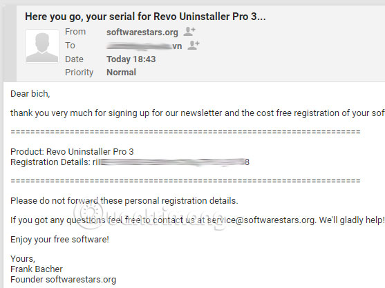 Username và license key cho Revo Uninstaller Pro 3