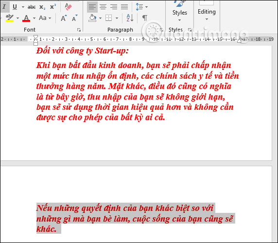 Sao chép cho nhiều đoạn văn