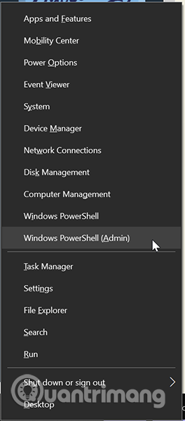 Chọn Windows Powershell (Admin)