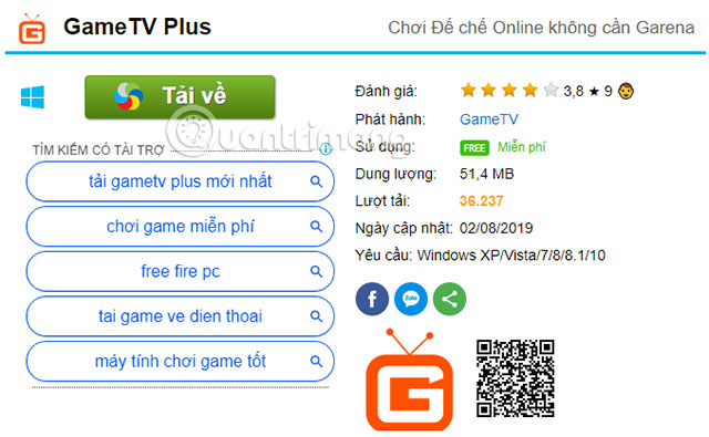Hướng dẫn cài đặt GameTV Plus trên máy tính để chơi AOE, CS 1.1 online