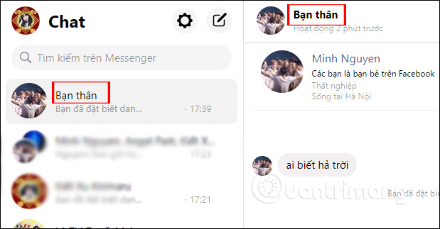 Đổi tên trong nhóm chat