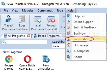 Vào Help chọn Registration để nhập key