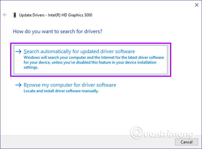 chọn “Let me pick from a list of drivers on my computer”