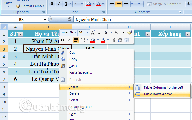 MS Excel 2007 - Bài 5: Chỉnh sửa bảng Excel - Ảnh minh hoạ 3