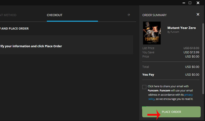 Kích vào Place Oder để xác nhận hoàn tất thanh toán