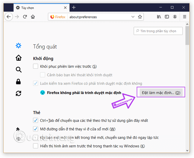 Kích chọn Mozilla Firefox làm mặc định