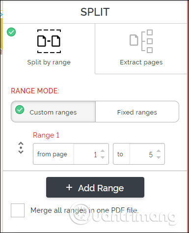 Select range split into file