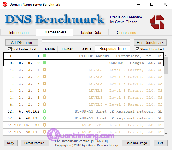 Cách sử dụng DNS Benchmark