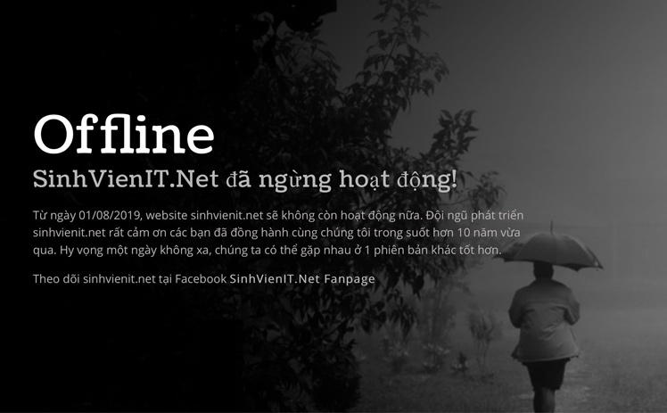 Thông báo ngừng hoạt động của diễn đàn Sinh vienit.net