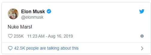Elon Musk muốn thử dùng vũ khí hạt nhân “tấn công” sao Hỏa