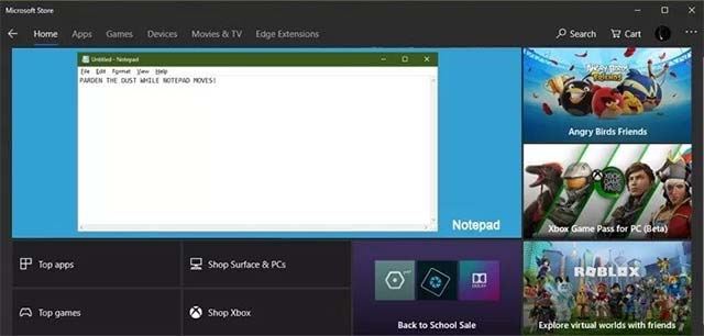 Notepad sẽ được tách ra khỏi Windows và cập nhật thông qua Microsoft Store
