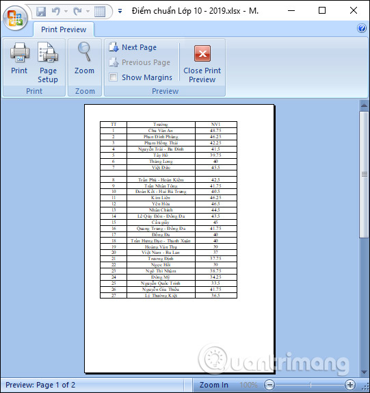 MS Excel 2007 - Bài 13: Định dạng trang tính và in - Ảnh minh hoạ 8