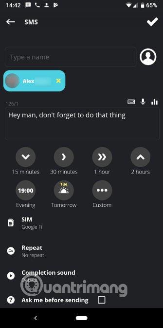 Chọn thời gian gửi tin nhắn trên Do It Later