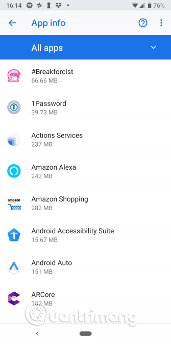 Chọn all apps