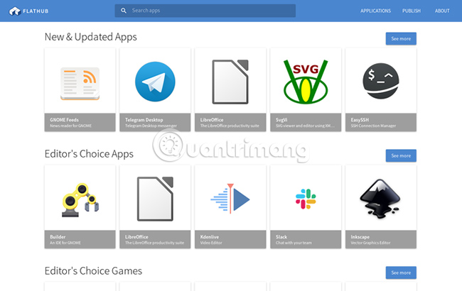 Bố cục của Flathub