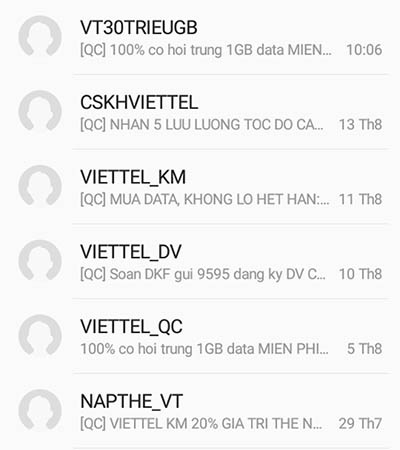 Chặn tin nhắn quảng cáo của Viettel