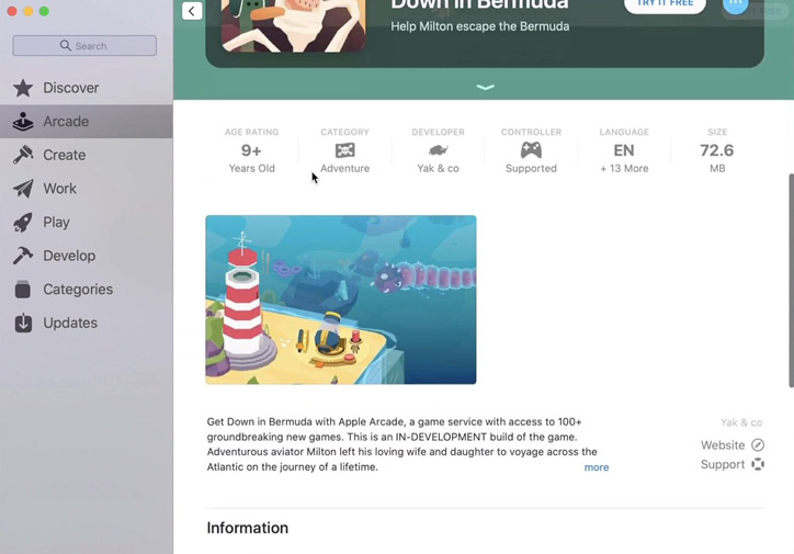 Kích vào mỗi game sẽ thấy thông tin chi tiết về thể loại, nội dung, dung lượng, có hỗ trợ controller không, độ tuổi thích hợp để chơi game…