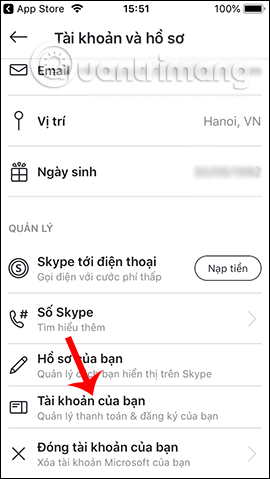 Tài khoản của bạn