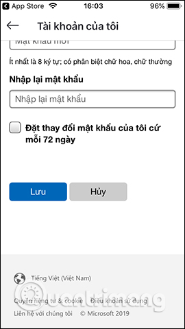 Lưu mật khẩu mới