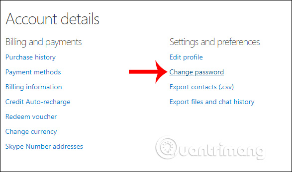 Thay đổi mật khẩu Skype