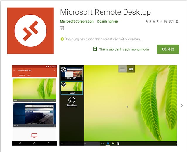Ứng dụng Microsoft Remote Desktop trên Play Store