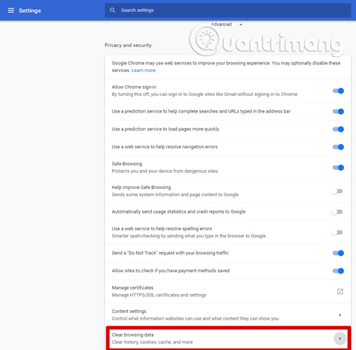 Xóa cookie trong trình duyệt