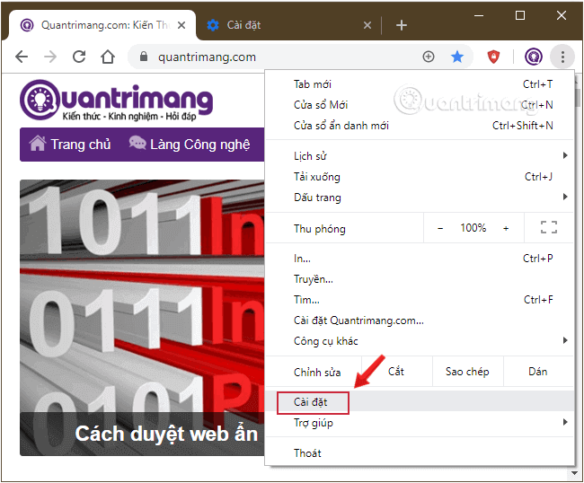 Visit Settings on Chrome