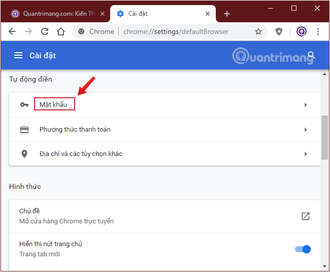Nhập mật khẩu máy tính để truy cập vào mật khẩu trên Chrome