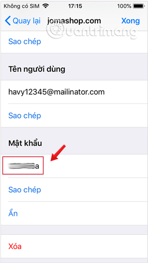 Mật khẩu trên iOS Chrome được hiển thị
