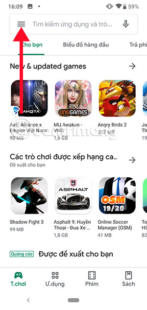 Chọn biểu tượng tính năng Google Play Store