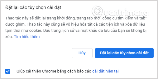 Truy cập chrome://settings/resetProfileSettings