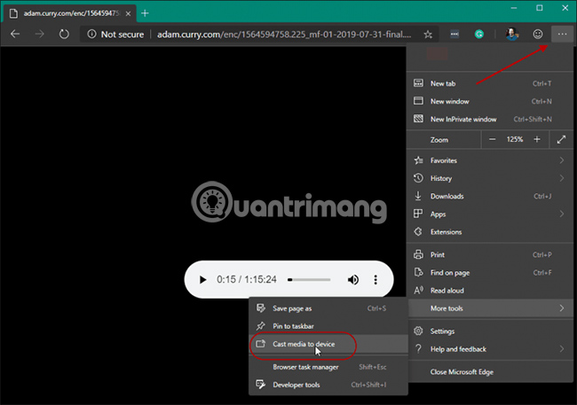 Chọn More Tools > Cast Media to Device