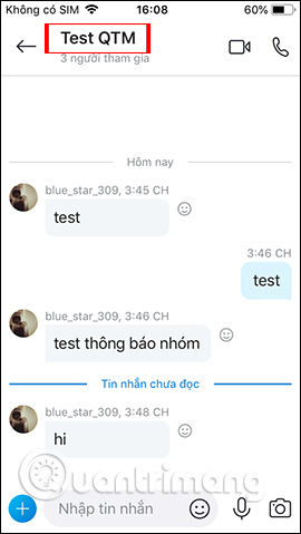 Tên nhóm chat Skype điện thoại