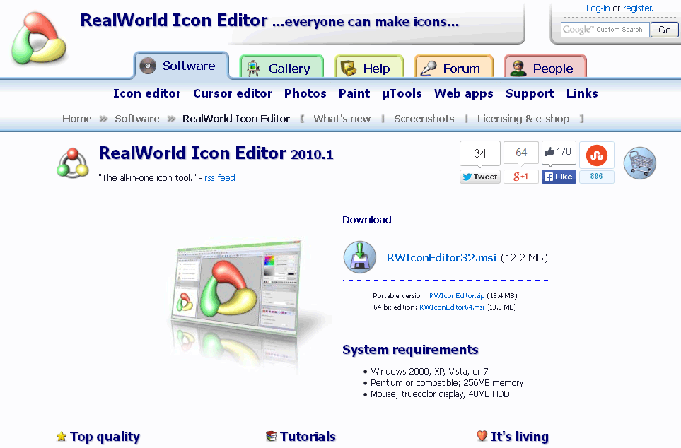 Trang web của trình soạn thảo biểu tượng RealWorld