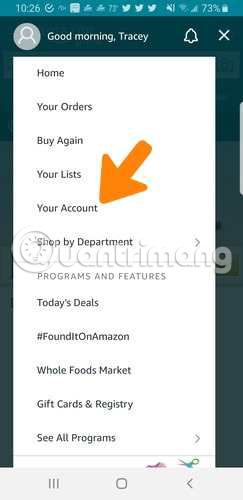 Mở ứng dụng Amazon Shopping
