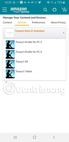 Tìm thiết bị Kindle muốn sử dụng