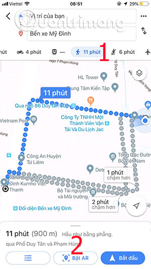 Chọn tính năng chỉ đường AR Google Maps