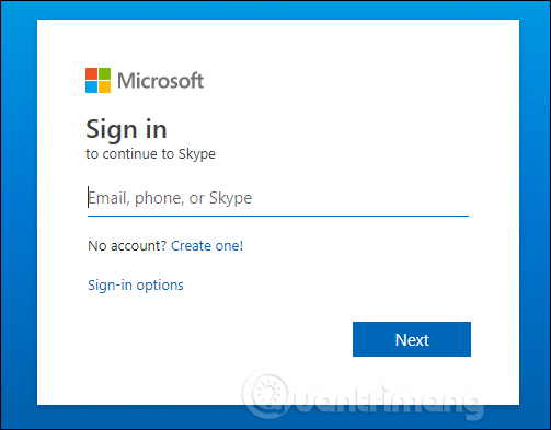 Đăng nhập tài khoản Skype