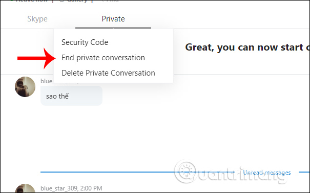 Dừng chat riêng tư