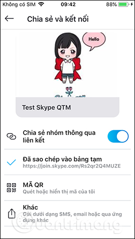 Tùy chọn chia sẻ nhóm