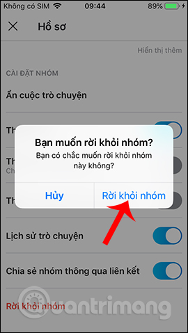 Rời nhóm chat