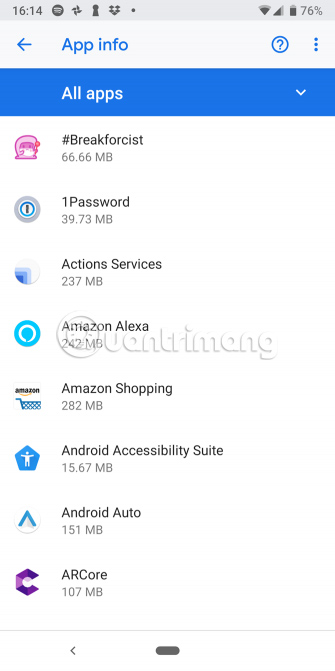 Đến trang App info